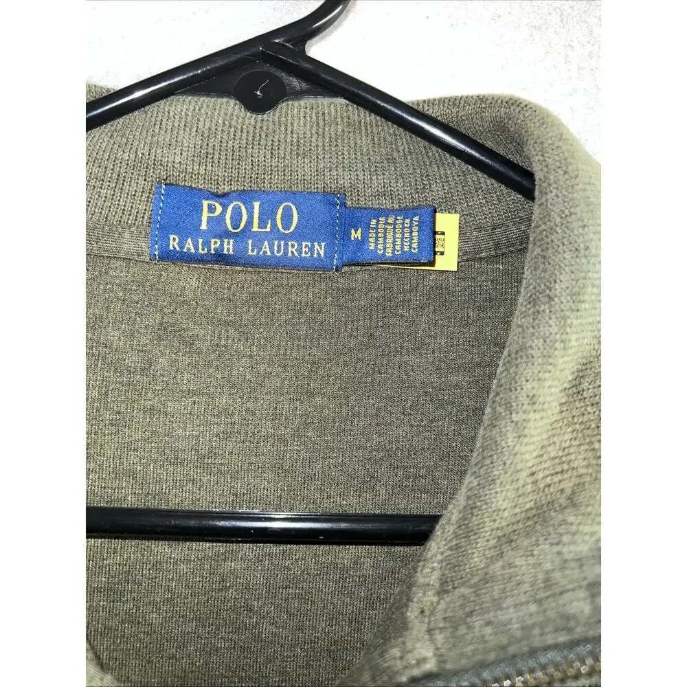 New Polo Ralph Lauren Sweater Adult Medium Olive 1/4 Zip Pullover Mock Neck NWOT